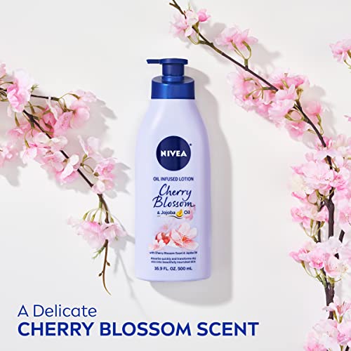 Oil Infused Cherry Blossom and Jojoba Oil Body Lotion for Women, Fast-Ab