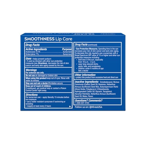 Smoothness Lip Care, Sunscreen Lip Balm with SPF 15, 4 x 0.17 OZ