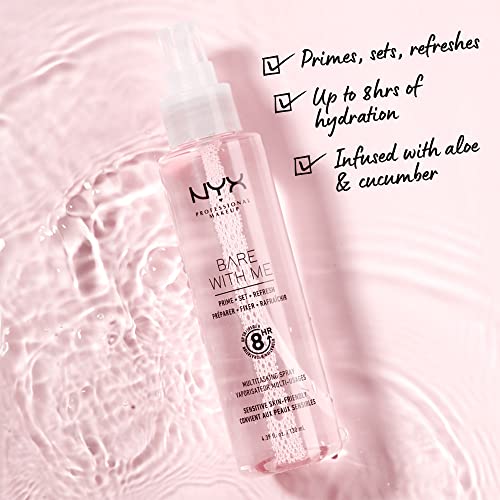 Bare With Me Multitasking Face Primer & Makeup Setting Spray, Hydrating Face Mist for up to 8HR Wear, Long-Lasting, Vegan Formula