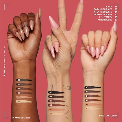 Epic Ink Liner, Waterproof Liquid Eyeliner with Vegan Formula - Dark Chocolate (Dark Brown Matte)