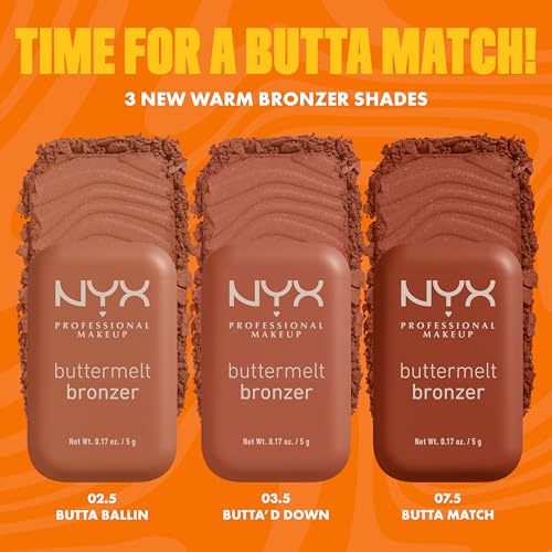 Matte Buttermelt Bronzer, Longwear Face Makeup with Up to 12 Hours of Wear, Vegan Formula - All Butta'D Up (Light Medium Neutral)