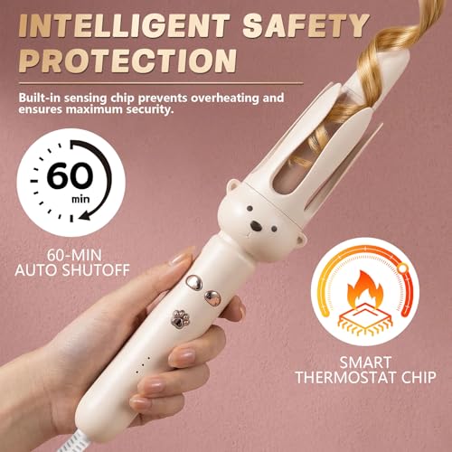 PretiHom Automatic Rotating Curling Iron Wand for Long Hair O-CONN
