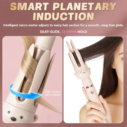 PretiHom Automatic Rotating Curling Iron Wand for Long Hair O-CONN