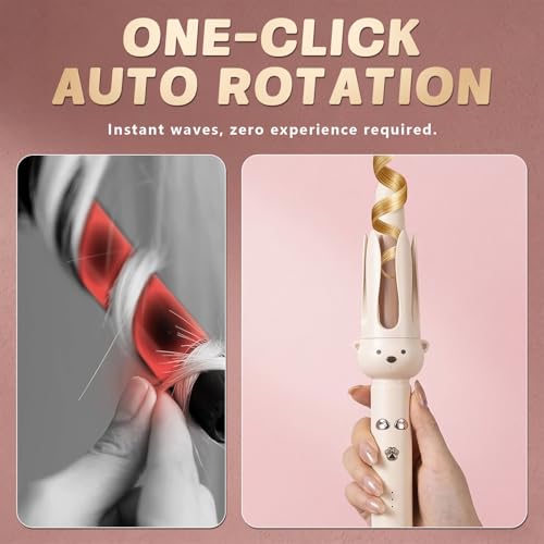 PretiHom Automatic Rotating Curling Iron Wand for Long Hair O-CONN