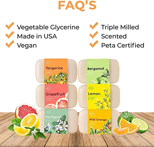Natural Citrus Soap Bar 6 Pack - Gifts for Women
