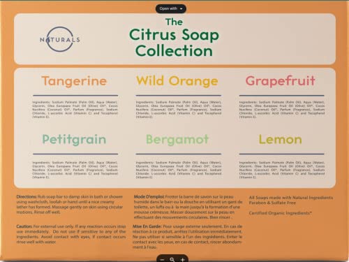 Natural Citrus Soap Bar 6 Pack - Gifts for Women