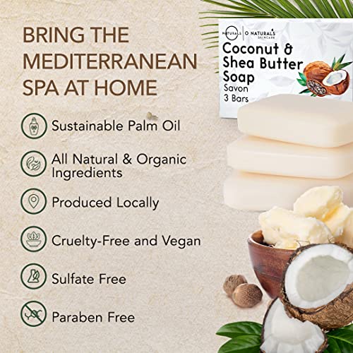Natural Coconut Shea Butter Soap Bar 3 Pack - Gifts for Women