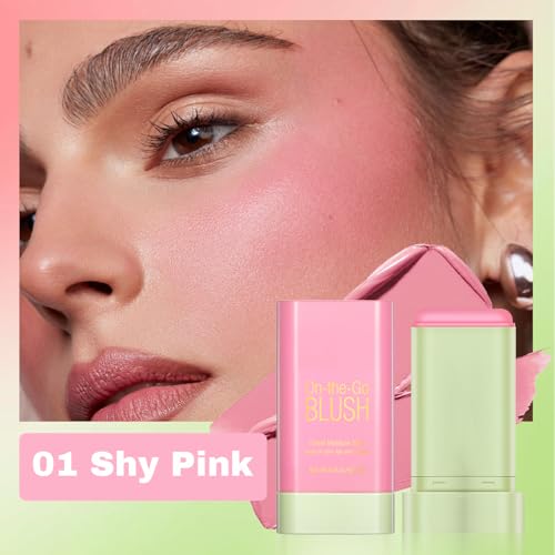 Multi-Use Blush Stick Soft Creamy Blush 2-in-1 Cheek and Lip Shy Pink