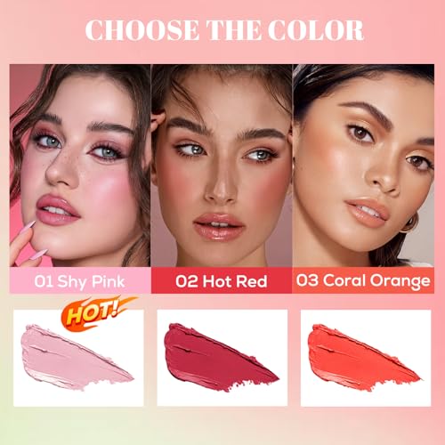 Multi-Use Blush Stick Soft Creamy Blush 2-in-1 Cheek and Lip Shy Pink