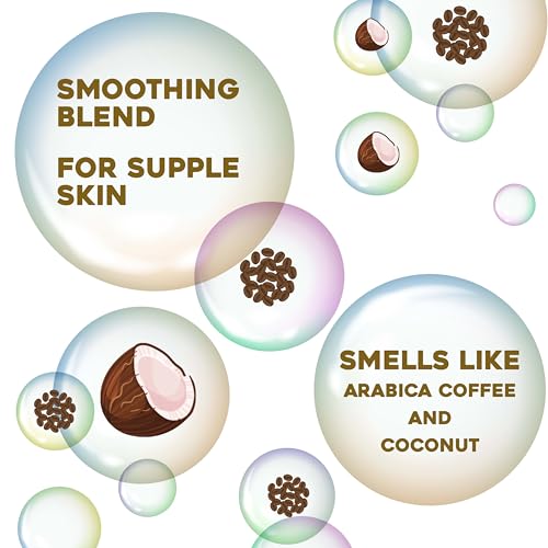 Smoothing + Coconut Coffee Exfoliating Body Scrub with Arabica Coffee & Coconut Oil, Moisturizing Body Wash for Dry Skin, Paraben-Free with Sulfate-Free Surfactants, 19.5 Fl Oz