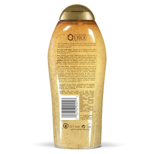 Smoothing + Coconut Coffee Exfoliating Body Scrub with Arabica Coffee & Coconut Oil, Moisturizing Body Wash for Dry Skin, Paraben-Free with Sulfate-Free Surfactants, 19.5 Fl Oz