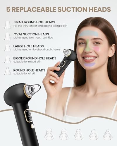 Heated Blackhead Remover Pore Vacuum 5 Probes 3 Suction Modes
