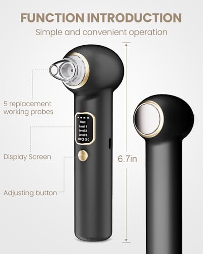 Heated Blackhead Remover Pore Vacuum 5 Probes 3 Suction Modes