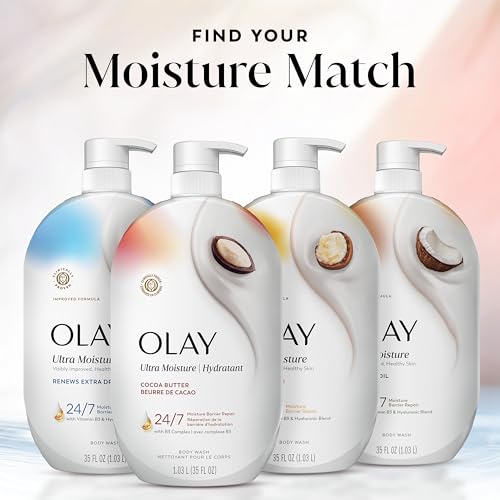 Body Wash for Women, Ultra Moisture, 24/7 Moisture Barrier Repair, Hydrating Formula for Visibly Healthy Soft Skin, Vitamin B3 & Hyaluronic Blend, For All Skin Types, Cocoa Bu