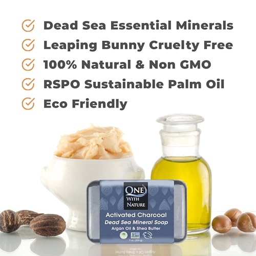 Activated Charcoal Soap 4oz 6-Pack Gift Box – Detoxifying and Exfoliating Charcoal Soap Bar with Dead Sea Salt for Face & Body, for Men & Women