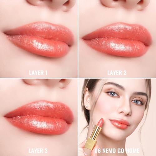 Coral Pink Lipstick Metallic Shine