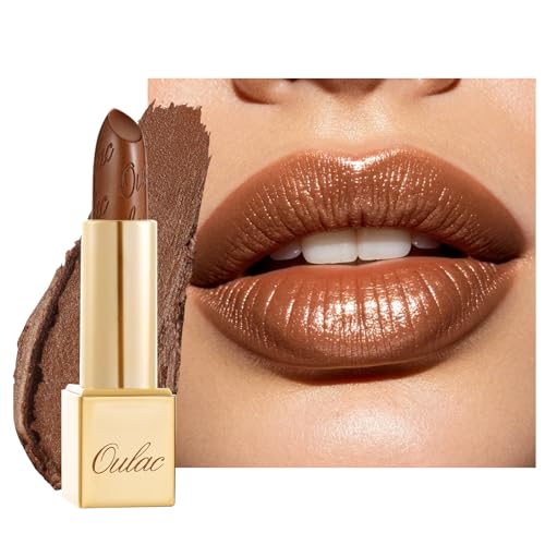 Dark Brown Lipstick for Women with Metallic 3D Shine Lightweight Hydrating Formula, High Impact Lip Color, Full Coverage Lip Makeup, Vegan & Gluten Free, Hawaii Summer(08)