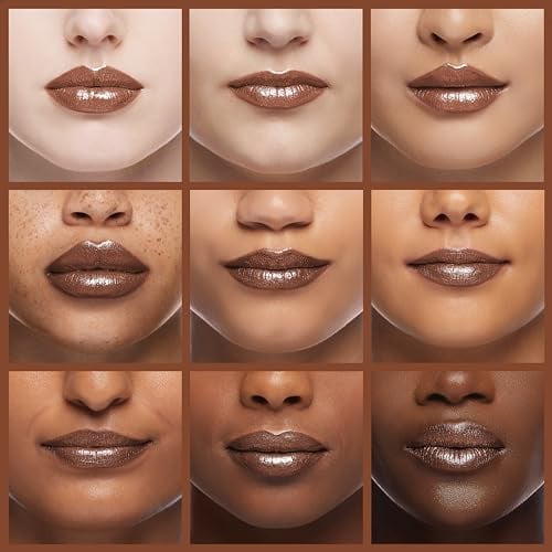 Dark Brown Lipstick for Women with Metallic 3D Shine Lightweight Hydrating Formula, High Impact Lip Color, Full Coverage Lip Makeup, Vegan & Gluten Free, Hawaii Summer(08)