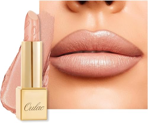 Matte Nude Peach Lipstick with Glow Metallic Finish