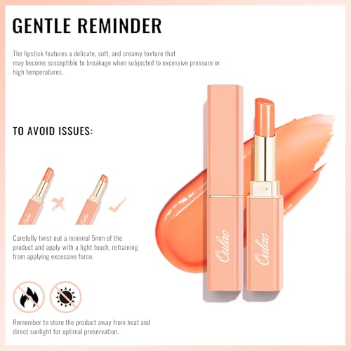 Moisturizing Orange Red Lipstick for Women, Glass Shine Lip Stick Tinted Lip Balm, Hydrating Lip Gloss for Dry Lips,Shine Juicy Finish Vegan Lipsticks 2.2g/0.07oz G12