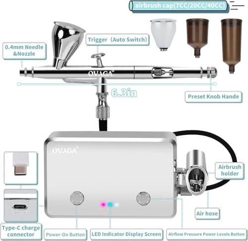 32PSI Airbrush Kit with Compressor Rechargeable Dual-Action