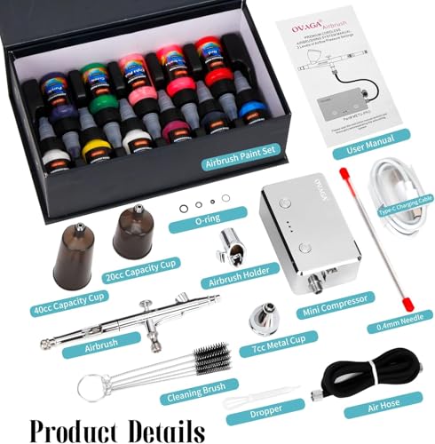 32PSI Airbrush Kit with Compressor Rechargeable Dual-Action