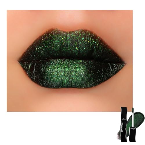 Goth Green Glitter Lipstick