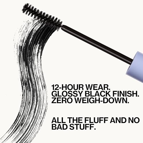 Vegan Collagen Fluffy Lash Mascara – Black Thickening & Lengthening Mascara with Plant Fibers, Full Fluffy Lashes, Vegan & Cruelty-Free, 0.24 oz