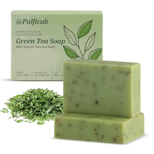 Green Tea Soap Bars for Face and Body, 2 Bars