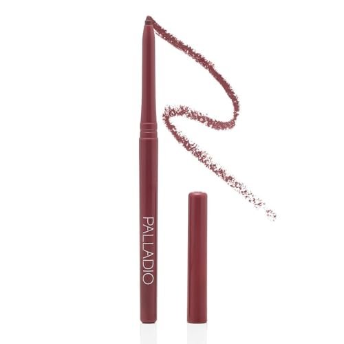 , Retractable Waterproof Lip Liner High Pigmented and Creamy Color Slim Twist Up Smudge Proof Formula with Long Lasting All Day Wear No Sharpener Required, Plum