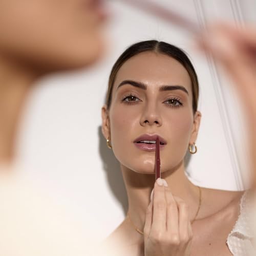 , Retractable Waterproof Lip Liner High Pigmented and Creamy Color Slim Twist Up Smudge Proof Formula with Long Lasting All Day Wear No Sharpener Required, Plum