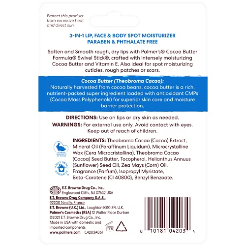 Cocoa Butter Lip Balm & Face Body Moisturizer Sticks (Pack of 3)