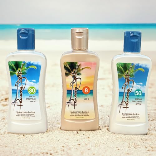 Sunscreen Tanning Lotion, SPF 8, 30, 50 Suntan Pack