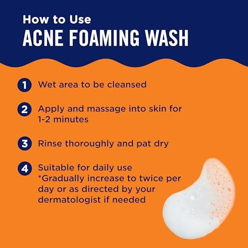 Acne Foaming Wash, 10% Benzoyl Peroxide, For Face & Body