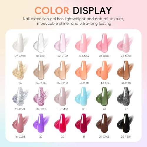 52Pcs Poly Nail Gel Kit with Drill and UV Light 24 Colors