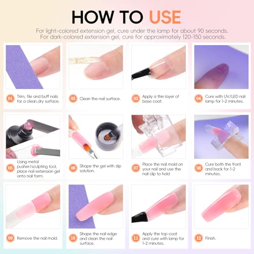52Pcs Poly Nail Gel Kit with Drill and UV Light 24 Colors