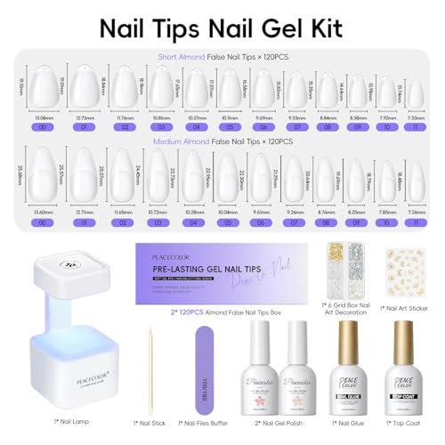 Gel Nail Kit, Short Medium Almond
