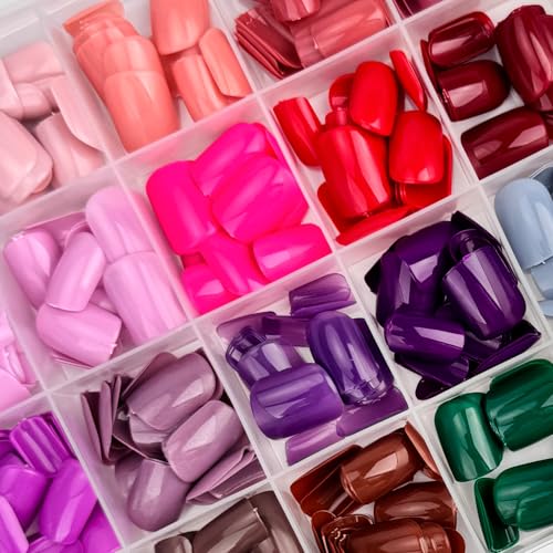 576Pcs Square Press on Nails Short Fake Nails 24 Colors False Nails