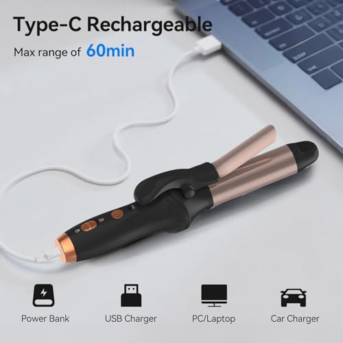 Cordless Curling Iron Mini 4000 mAh USB Rechargeable