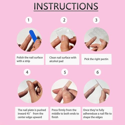 Press on Nails Square Long plalely Acrylic Nails for Women 24pcs