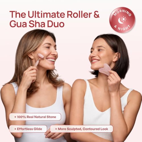 Rose Quartz Gua Sha and Face Roller Set