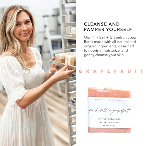 Pink Salt & Grapefruit Beef Tallow Soap & Goat Milk Soap – Natural Soap with Pink Himalayan Sea Salt – Organic Soap Bar for Soft Skin – Invigorating Grapefruit Sce