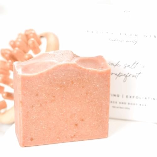 Pink Salt & Grapefruit Beef Tallow Soap & Goat Milk Soap – Natural Soap with Pink Himalayan Sea Salt – Organic Soap Bar for Soft Skin – Invigorating Grapefruit Sce