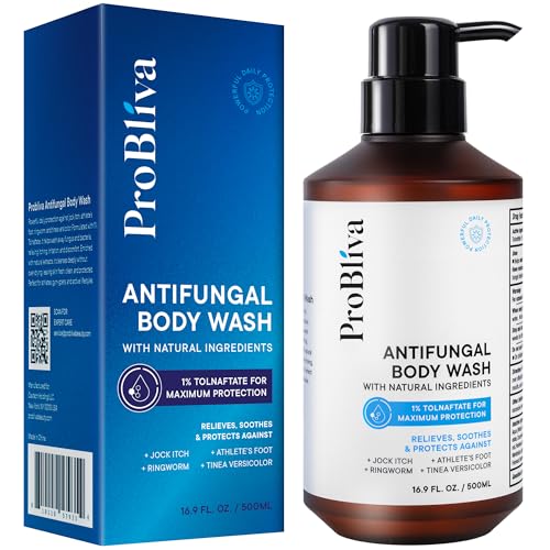 Antifungal Body Wash Treatment Soap – Antibacterial Wash for Jock Itch, Ringworm, Back Acne, Tinea & Foot Odor – Medicated Skin Relief Cleanser Gel with Tea Tree Oil & Tol