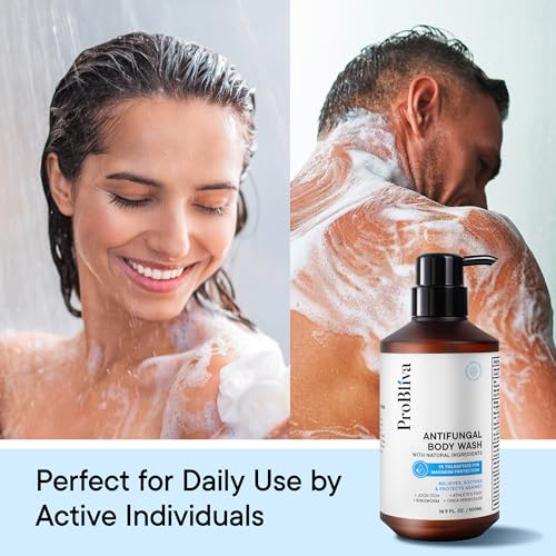 Antifungal Body Wash Treatment Soap – Antibacterial Wash for Jock Itch, Ringworm, Back Acne, Tinea & Foot Odor – Medicated Skin Relief Cleanser Gel with Tea Tree Oil & Tol