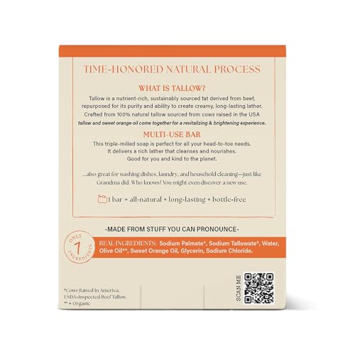 THE RUSTIC LANDS Beef Tallow Soap Bars – Natural Moisturizing Bar Soap with Citrus Scent – Gentle Soap for Sensitive Skin Face & Body – Made in USA – Tallow & C