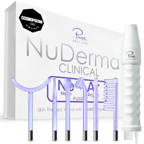 NuDerma Clinical Portable Skin Therapy Wand with 6 Fusion Neon Argon