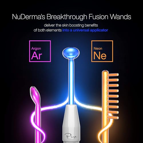 NuDerma Clinical Portable Skin Therapy Wand with 6 Fusion Neon Argon