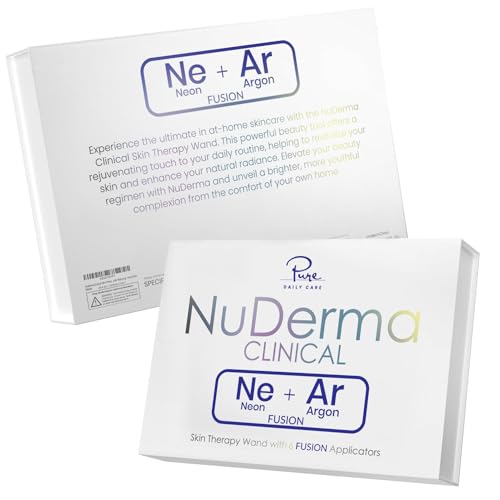 NuDerma Clinical Portable Skin Therapy Wand with 6 Fusion Neon Argon