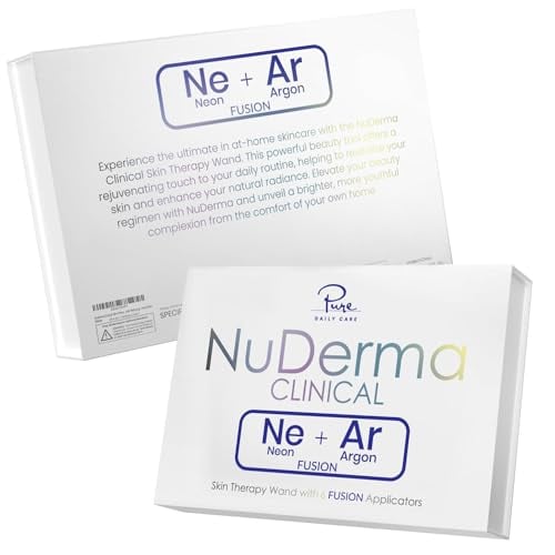 NuDerma Clinical Portable Skin Therapy Wand with 6 Fusion Neon Argon
